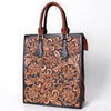 ADBGA642 American Darling Hand Tooled Genuine Leather Tote Bag Floral Carved