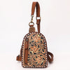 ADBGA651 American Darling Tooled Leather Sling with Cowhide Inlay & White Lacing Trim