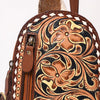 ADBGA651 American Darling Tooled Leather Sling with Cowhide Inlay & White Lacing Trim