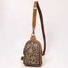 ADBGA652 American Darling Floral Tooled Leather & Cowhide Sling with Teardrop Panel Design
