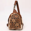 ADBGA652 American Darling Floral Tooled Leather & Cowhide Sling with Teardrop Panel Design