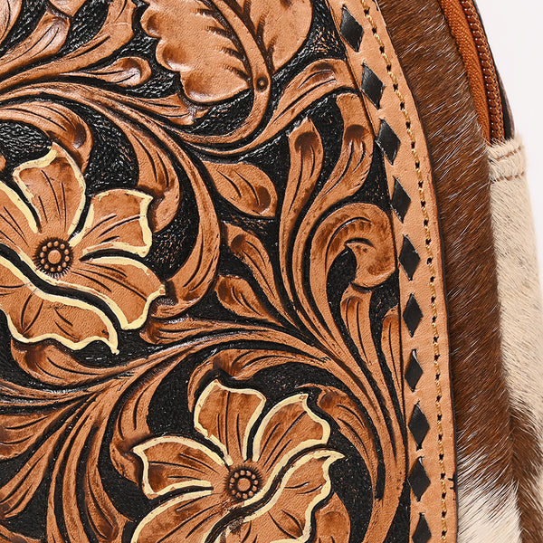 ADBGA652 American Darling Floral Tooled Leather & Cowhide Sling with Teardrop Panel Design