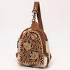 ADBGA652 American Darling Floral Tooled Leather & Cowhide Sling with Teardrop Panel Design