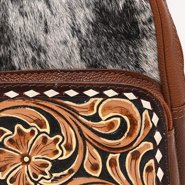 ADBGA654 American Darling Tooled Leather & Cowhide Sling Bag with Floral Front Pocket