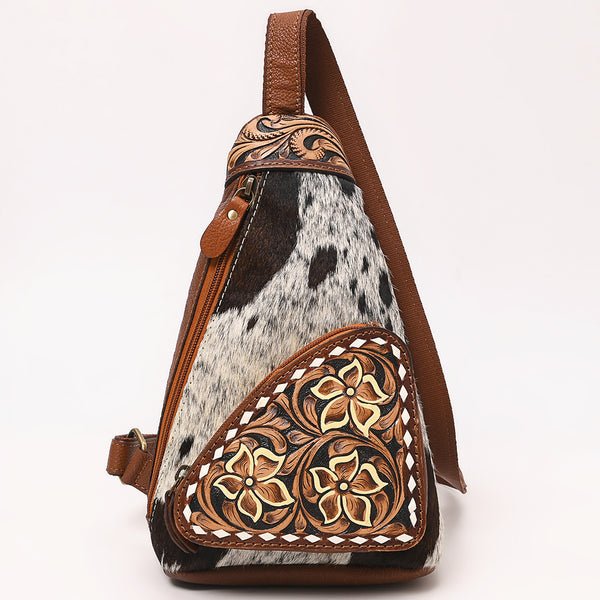 ADBGA655 American Darling Hand Tooled Hair-On Cowhide Genuine Leather Sling Bag