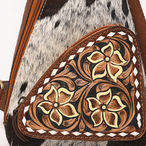 ADBGA655 American Darling Hand Tooled Hair-On Cowhide Genuine Leather Sling Bag