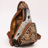 ADBGA655 American Darling Hand Tooled Hair-On Cowhide Genuine Leather Sling Bag