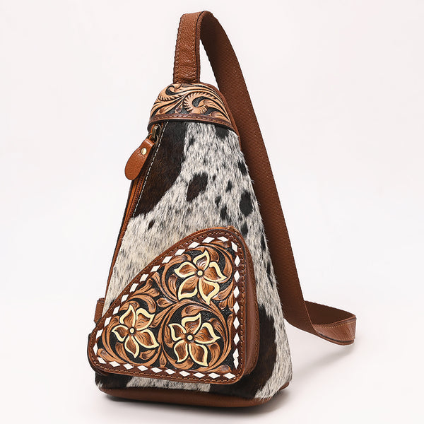 ADBGA655 American Darling Hand Tooled Hair-On Cowhide Genuine Leather Sling Bag