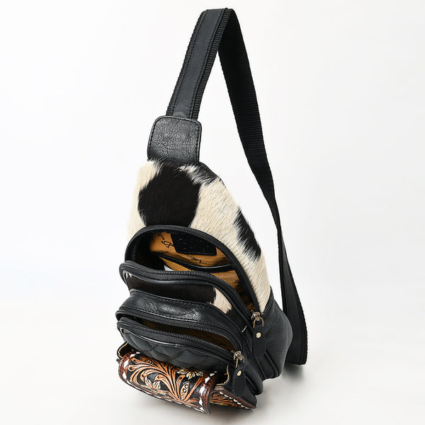 ADBGA657 American Darling Hand-Tooled Floral Hair-On Cowhide Leather Sling Bag