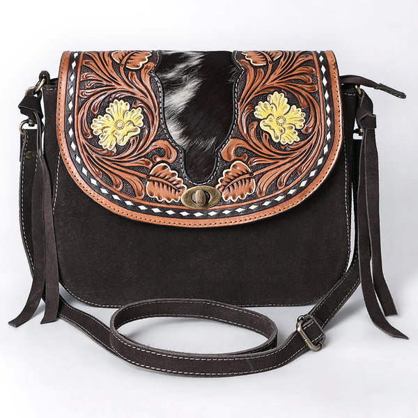 ADBGA660 American Darling Hand Tooled Hair-On Cowhide Leather Cross body Bag