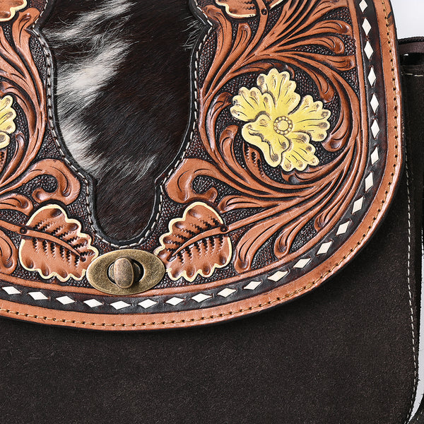 ADBGA660 American Darling Hand Tooled Hair-On Cowhide Leather Cross body Bag