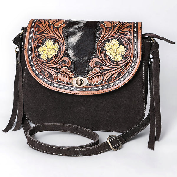 ADBGA660 American Darling Hand Tooled Hair-On Cowhide Leather Cross body Bag