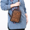 ADBGA661 American Darling Hand Tooled Floral Genuine Leather Sling Bag