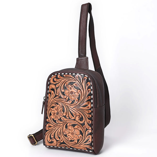 ADBGA661 American Darling Hand Tooled Floral Genuine Leather Sling Bag