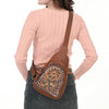 ADBGA662 American Darling Hand Tooled Floral Carved Western Genuine Leather Sling Bag