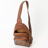 ADBGA662 American Darling Hand Tooled Floral Carved Western Genuine Leather Sling Bag