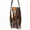 ADBGM477 Cowhide & Leather Western Fringe Messenger Bag - Western Concho Bag with Turquoise Accent