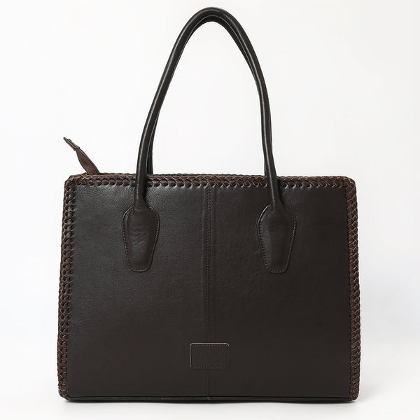 ADBGM512 Western Cowhide Leather Tote with Stagecoach Design -Handcrafted Rodeo Purse