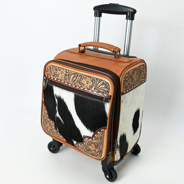 ADBG1612 American Darling Western Leather Travel Case with Hair-On Cowhide & Hand-Tooled Details