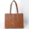 ADBGM517 Western Genuine suede Leather Tote with White Stitch Embroidery - Structured Cowgirl Handbag