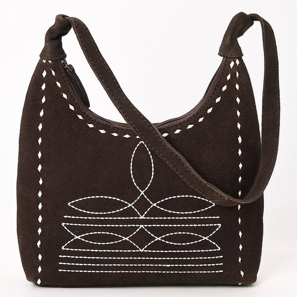ADBG1617 American Darling Western Genuine Suede Leather Hobo Bag with Craftsmanship & Boot Stitch Detailing
