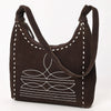 ADBG1617 American Darling Western Genuine Suede Leather Hobo Bag with Craftsmanship & Boot Stitch Detailing