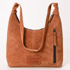 ADBG1617 American Darling Western Genuine Suede Leather Hobo Bag with Craftsmanship & Boot Stitch Detailing