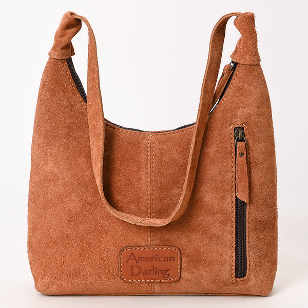 ADBG1617 American Darling Western Genuine Suede Leather Hobo Bag with Craftsmanship & Boot Stitch Detailing