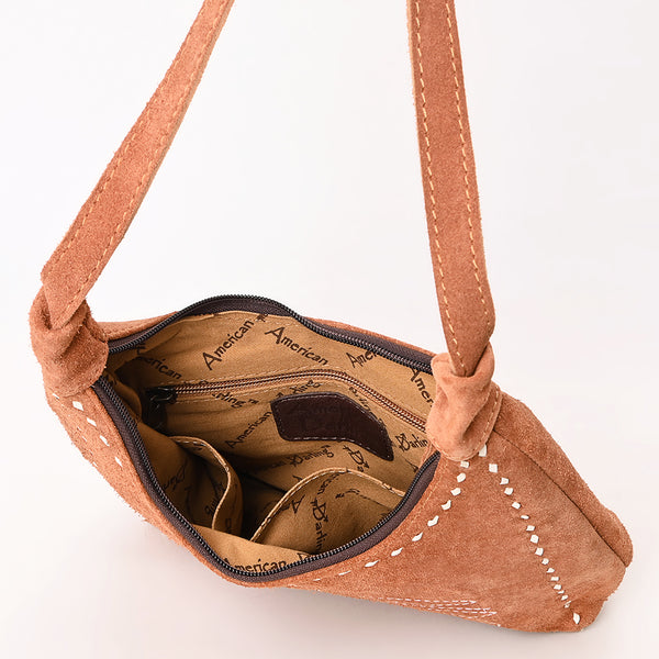 ADBG1617 American Darling Western Genuine Suede Leather Hobo Bag with Craftsmanship & Boot Stitch Detailing