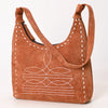 ADBG1617 American Darling Western Genuine Suede Leather Hobo Bag with Craftsmanship & Boot Stitch Detailing