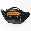 ADBG1618A American Darling Handcrafted Black Genuine Suede Leather Hobo Bag with Boot Stitching Western Shoulder Bag