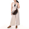 ADBG1618 American Darling Western Genuine Suede Leather Fanny Pack with Boot Stitching Handmade Black Waist Bag