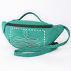 ADBG1618 American Darling Western Genuine Suede Leather Fanny Pack with Boot Stitching Handmade Black Waist Bag