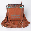 ADBG1620 American Darling Western Genuine Suede Large Crossbody Bag with Fringe and Boot Stitch Detailing Genuine Leather