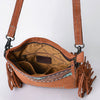 ADBG1620 American Darling Western Genuine Suede Large Crossbody Bag with Fringe and Boot Stitch Detailing Genuine Leather