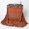 ADBG1620 American Darling Western Genuine Suede Large Crossbody Bag with Fringe and Boot Stitch Detailing Genuine Leather
