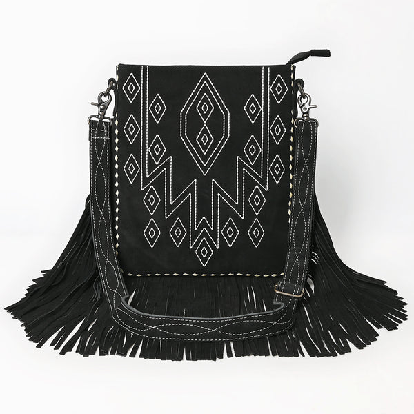ADBG1621 American Darling Western Leather Large Crossbody Bag with Fringe | Genuine Suede Handmade Purse