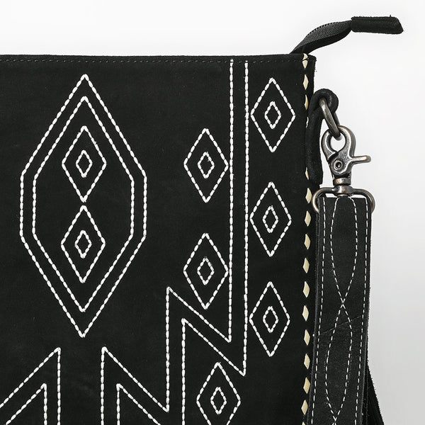 ADBG1621 American Darling Western Leather Large Crossbody Bag with Fringe | Genuine Suede Handmade Purse