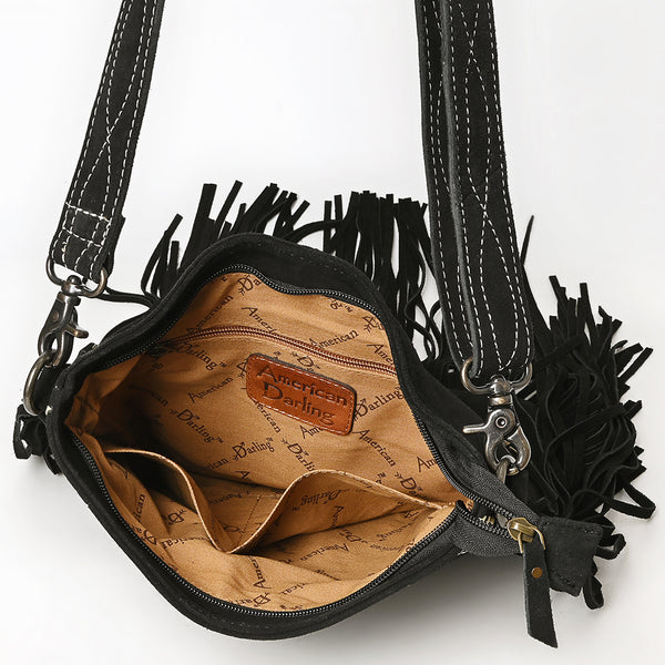 ADBG1621 American Darling Western Leather Large Crossbody Bag with Fringe | Genuine Suede Handmade Purse