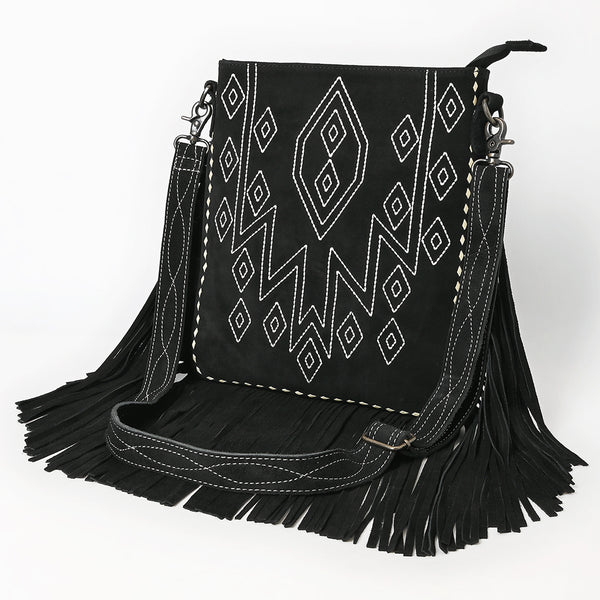 ADBG1621 American Darling Western Leather Large Crossbody Bag with Fringe | Genuine Suede Handmade Purse