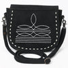 ADBG1622A American Darling Western Black Suede Genuine Leather Crossbody Bag with Craftsmanship Handcrafted Design