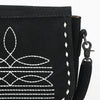ADBG1622A American Darling Western Black Suede Genuine Leather Crossbody Bag with Craftsmanship Handcrafted Design