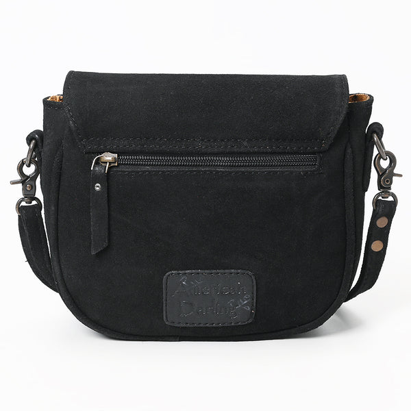 ADBG1622A American Darling Western Black Suede Genuine Leather Crossbody Bag with Craftsmanship Handcrafted Design