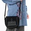 ADBG1622A American Darling Western Black Suede Genuine Leather Crossbody Bag with Craftsmanship Handcrafted Design
