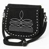 ADBG1622A American Darling Western Black Suede Genuine Leather Crossbody Bag with Craftsmanship Handcrafted Design