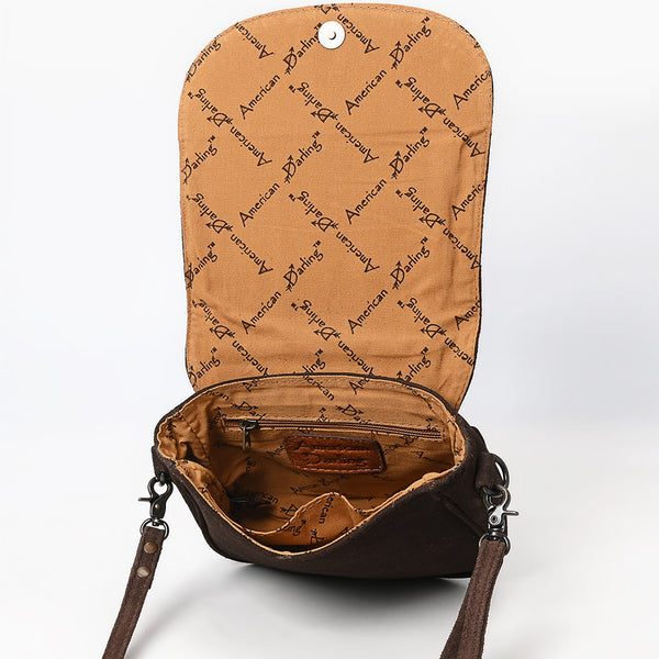 ADBG1622 American Darling Western Suede Genuine Leather Crossbody Bag with Craftsmanship Handcrafted Design
