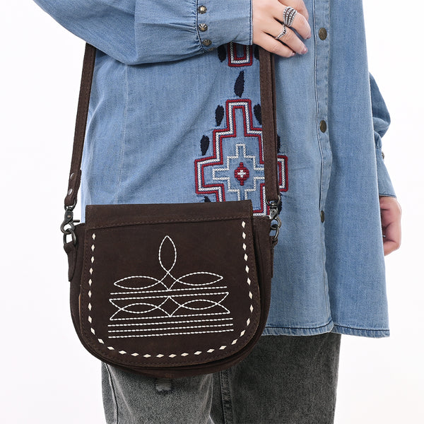 ADBG1622 American Darling Western Suede Genuine Leather Crossbody Bag with Craftsmanship Handcrafted Design