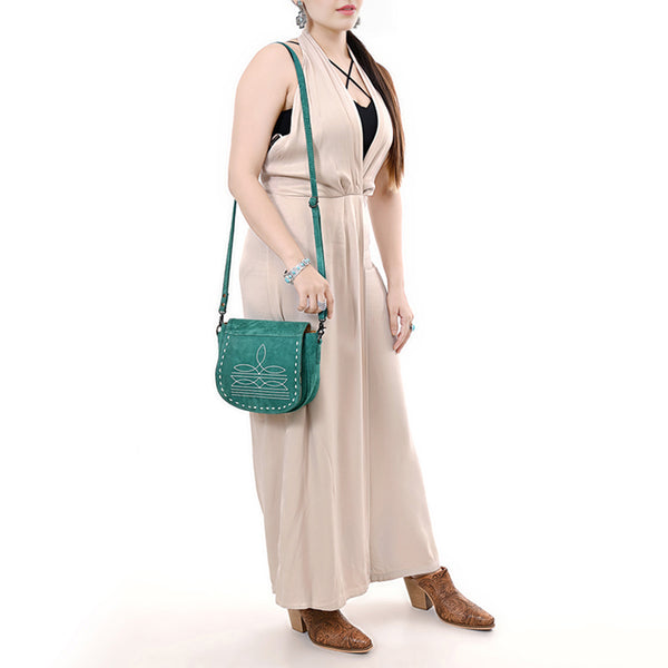 ADBG1622 American Darling Western Suede Genuine Leather Crossbody Bag with Craftsmanship Handcrafted Design