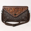 ADBG1623 American Darling Western Genuine Suede Leather Envelop Bag with Hand-Tooled Detailing