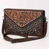 ADBG1623 American Darling Western Genuine Suede Leather Envelop Bag with Hand-Tooled Detailing